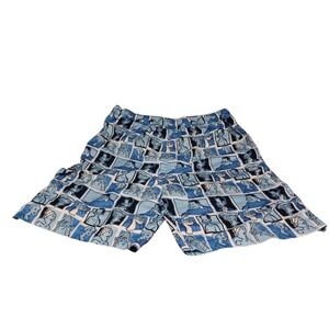 Y2K Platinum Fubu Fat Albert All Over Print Blue Check Swim Shorts XLARGE VTG